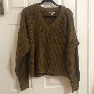 Madewell Mustard Pleat Sleeve Pullover Sweater
